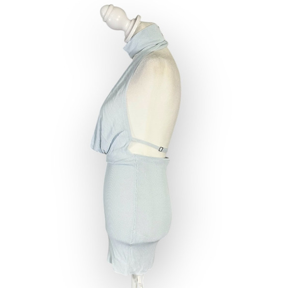 Aya Muse Tipo Mini Dress Women's XXS Light Blue Cowl Neck Open Back Halter $650 - Picture 2 of 11